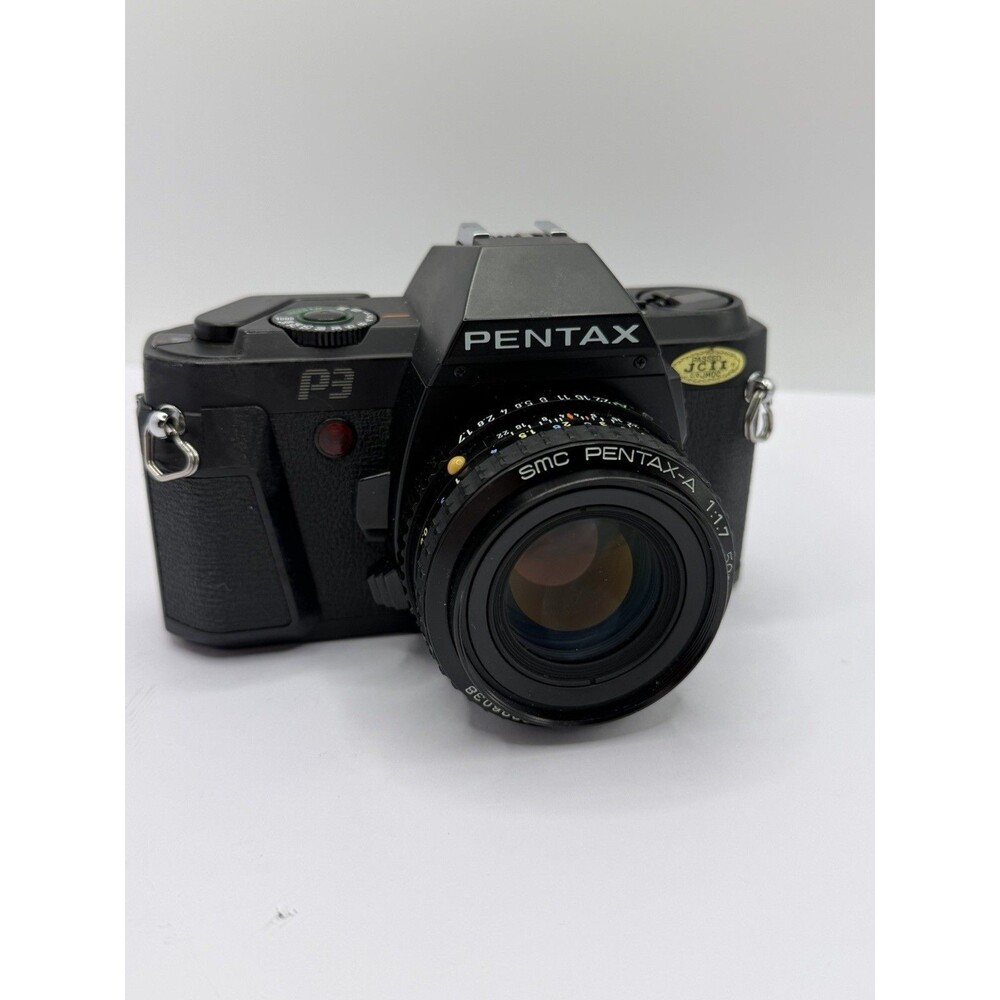 Pentax P3 35mm SLR Film Camera w/ SMC Pentax-A 50mm f/1.7 Lens Tested Powers On
